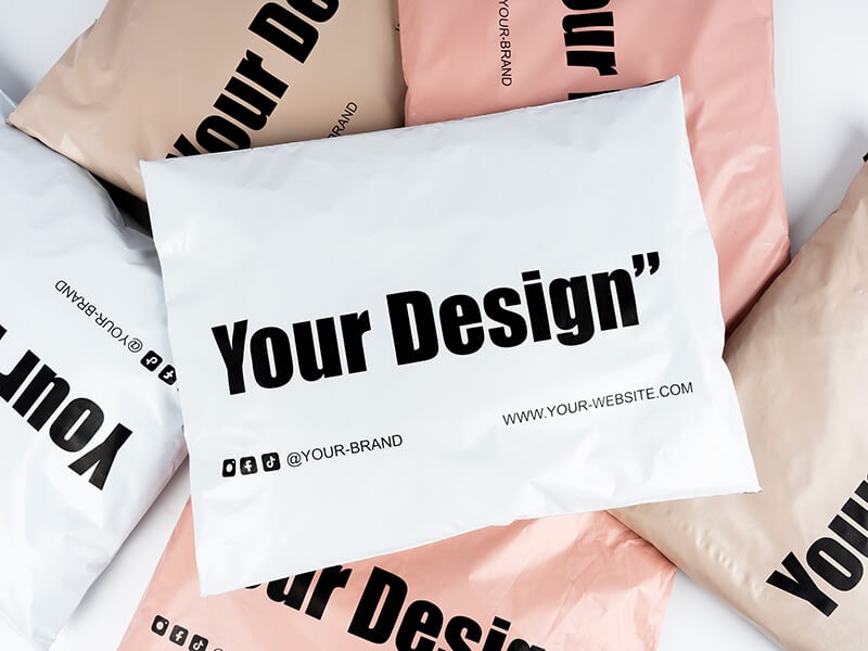 white plasic poly mailers